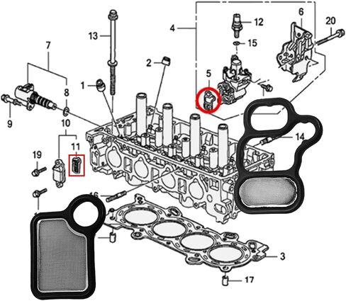 حشيات صمام الملف اللولبي الأسطوانة الرأس تتناسب مع Acura RDX RSX TSX ، مناسبة لعنصر هوندا أكورد CISC CR-V ، استبدل 15815-RAA-A02 15845-RAA-A01 91319-PAA-A01 ، مع البث in Saudi Arabia