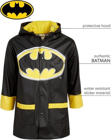 Warner Bros. Boys' Batman Jacket - Waterproof Raincoat Slicker Shell (Size: 4-7), Size 6/7, Batman in Saudi Arabia