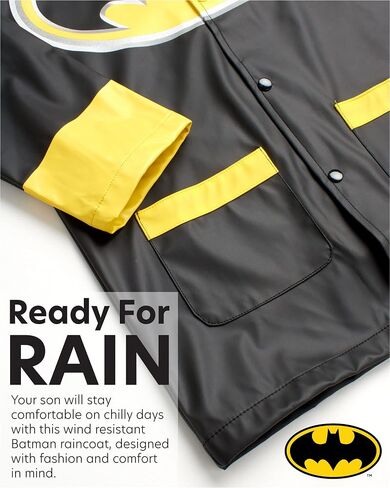 Warner Bros. Boys' Batman Jacket - Waterproof Raincoat Slicker Shell (Size: 4-7), Size 6/7, Batman in Saudi Arabia