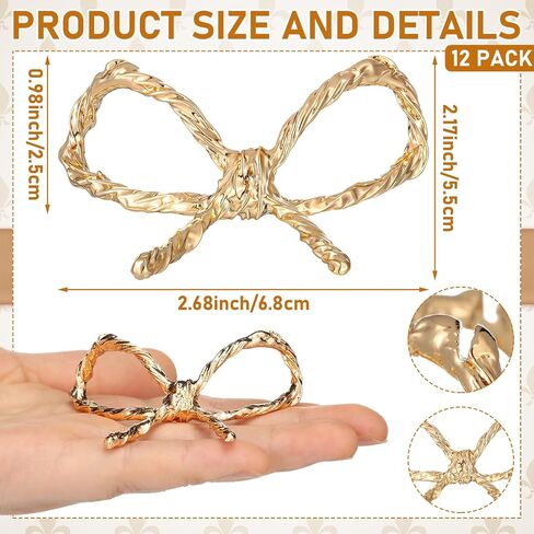Leinuosen 12 PCS Golden Bow Place Molders Bowknot Coquette Wedding Seating Labels Placecard Clips Name Photo Picture Stepn in Saudi Arabia