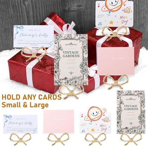Leinuosen 12 PCS Golden Bow Place Molders Bowknot Coquette Wedding Seating Labels Placecard Clips Name Photo Picture Stepn in Saudi Arabia