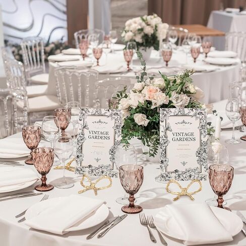 Leinuosen 12 PCS Golden Bow Place Molders Bowknot Coquette Wedding Seating Labels Placecard Clips Name Photo Picture Stepn in Saudi Arabia