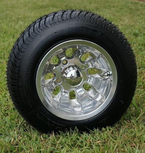 10 "سيلفر رصاصة مصقولة من الألومنيوم جولف عجلات و 205/50-10 DOT Golf Cart Carbo - مجموعة من 4 in Saudi Arabia