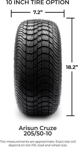 Powersports Bundle Full set of Arisun Cruze AT21 205x50-10 (4ply) DOT Golf Cart Tires (4) in Saudi Arabia