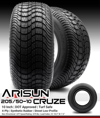 Powersports Bundle Full set of Arisun Cruze AT21 205x50-10 (4ply) DOT Golf Cart Tires (4) in Saudi Arabia