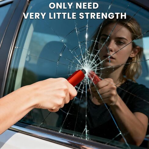 4PCS Window Breaker Seatbelt Cutter Car Safety Hammer, 2-in-1 Glass Breaker and Seat Belt Cutter with Test Glass, Underwater Emergency Escape Tool for All Vehicles (Red & Grey) in Kuwait