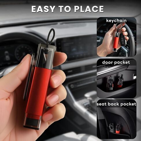 4PCS Window Breaker Seatbelt Cutter Car Safety Hammer, 2-in-1 Glass Breaker and Seat Belt Cutter with Test Glass, Underwater Emergency Escape Tool for All Vehicles (Red & Grey) in Kuwait