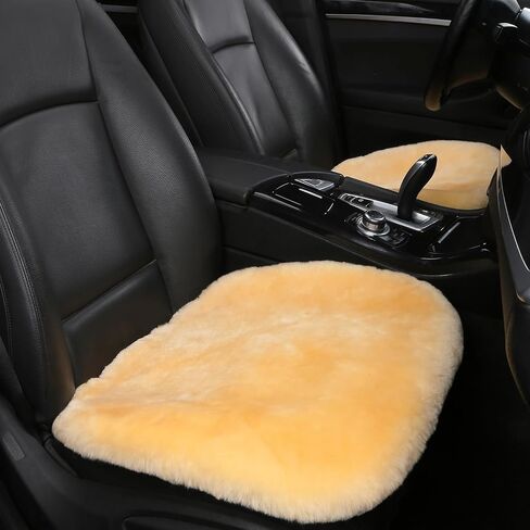 Genuine Sheepskin Car Seat Cushion Natural Fur Wool Seat Cover for Cars Trucks SUV Soft Comfort Office Chair Protector Pad Car Accessories Universal Fit in Kuwait