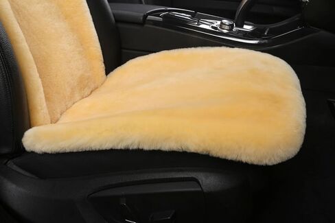 Genuine Sheepskin Car Seat Cushion Natural Fur Wool Seat Cover for Cars Trucks SUV Soft Comfort Office Chair Protector Pad Car Accessories Universal Fit in Kuwait