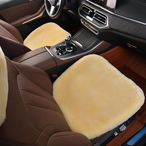 Genuine Sheepskin Car Seat Cushion Natural Fur Wool Seat Cover for Cars Trucks SUV Soft Comfort Office Chair Protector Pad Car Accessories Universal Fit in Kuwait