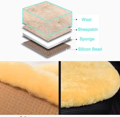 Genuine Sheepskin Car Seat Cushion Natural Fur Wool Seat Cover for Cars Trucks SUV Soft Comfort Office Chair Protector Pad Car Accessories Universal Fit in Kuwait
