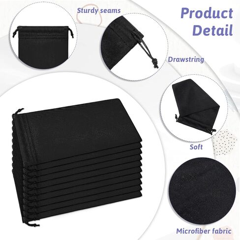 100 Packs Soft Sunglasses Pouch Bulk,Soft Slim Sunglasses Pouch with Drawstring Closure, Microfiber Case Pouch Bag, Eyeglasses Sleeve, Black in Saudi Arabia