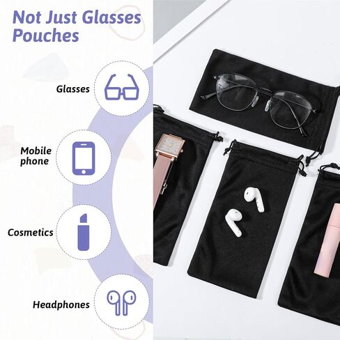 100 Packs Soft Sunglasses Pouch Bulk,Soft Slim Sunglasses Pouch with Drawstring Closure, Microfiber Case Pouch Bag, Eyeglasses Sleeve, Black in Saudi Arabia