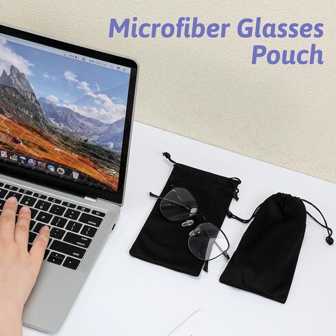 100 Packs Soft Sunglasses Pouch Bulk,Soft Slim Sunglasses Pouch with Drawstring Closure, Microfiber Case Pouch Bag, Eyeglasses Sleeve, Black in Saudi Arabia