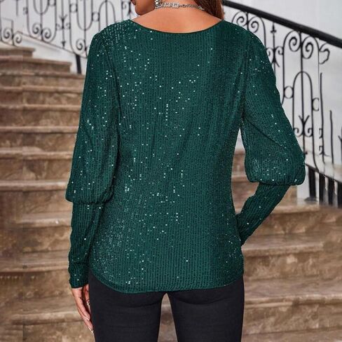 Women Full Sequins Glitter Tops Shimmer Disco Concert Night Cocktail Party Sparkling Long Sleeve Shiny Outfits in Saudi Arabia
