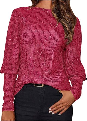 Women Full Sequins Glitter Tops Shimmer Disco Concert Night Cocktail Party Sparkling Long Sleeve Shiny Outfits in Saudi Arabia