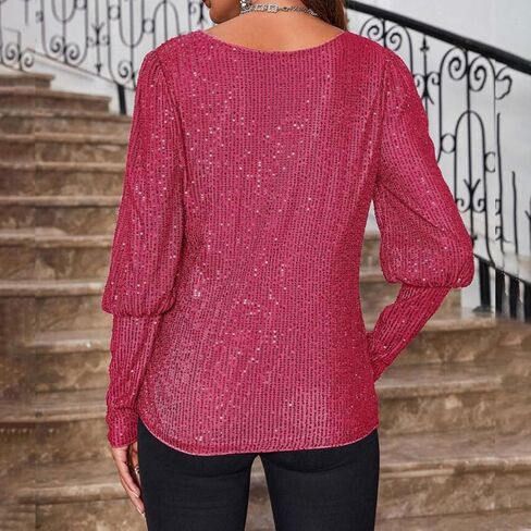 Women Full Sequins Glitter Tops Shimmer Disco Concert Night Cocktail Party Sparkling Long Sleeve Shiny Outfits in Saudi Arabia