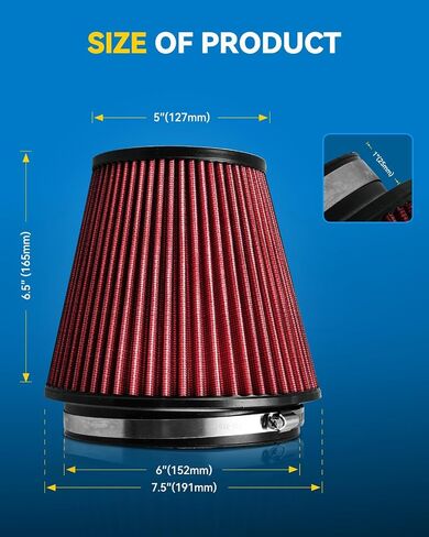مرشح كمية الهواء المشبك Universal Philtop ، RU-1042 ، الأداء العالي ، قاطع ، قابلة للغسل ، مرشح بديل ، قطر الحافة: 6 بوص in Kuwait