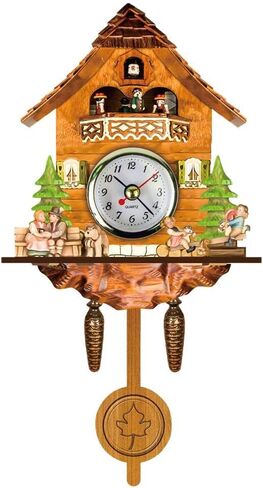 GOWENIC Vintage Wall Clock, Cuckoo Clock, Retro Wooden Cuckoo Birdhouse Wall Clock, Home Decor Hanging Cuckoo Clock Auto Swing Pendulum Home Decor Scandinavian (CM002) in Saudi Arabia