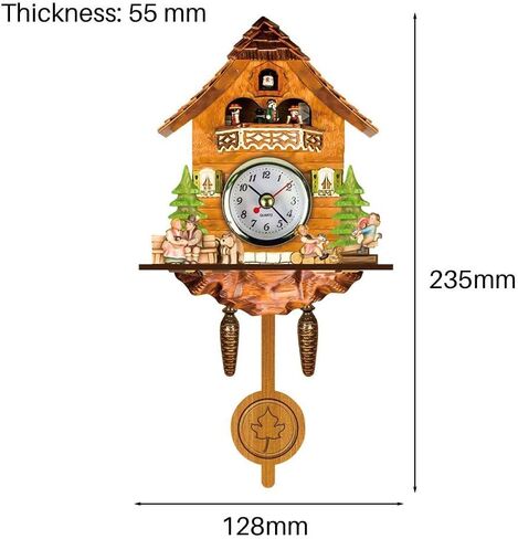 GOWENIC Vintage Wall Clock, Cuckoo Clock, Retro Wooden Cuckoo Birdhouse Wall Clock, Home Decor Hanging Cuckoo Clock Auto Swing Pendulum Home Decor Scandinavian (CM002) in Saudi Arabia