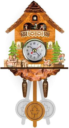 GOWENIC Vintage Wall Clock, Cuckoo Clock, Retro Wooden Cuckoo Birdhouse Wall Clock, Home Decor Hanging Cuckoo Clock Auto Swing Pendulum Home Decor Scandinavian (CM002) in Saudi Arabia