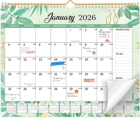 Wall Calendar 2025-2026, 18 Month Large Desk Calendar from January 2025 to June 2026 14.5" x 11.8" Monthly Calendar with Twin-Wire Binding for Home Office Planning Personal Organisers in Kuwait