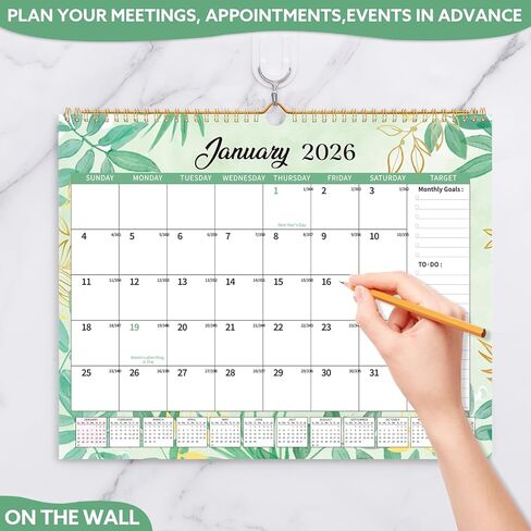 Wall Calendar 2025-2026, 18 Month Large Desk Calendar from January 2025 to June 2026 14.5" x 11.8" Monthly Calendar with Twin-Wire Binding for Home Office Planning Personal Organisers in Kuwait