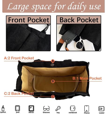 Women Canvas Tote Bag With Pockets Crossbody Bags for Women Casual Hobo Messenger Bag Shoulder Bag Handbag for Women in Kuwait