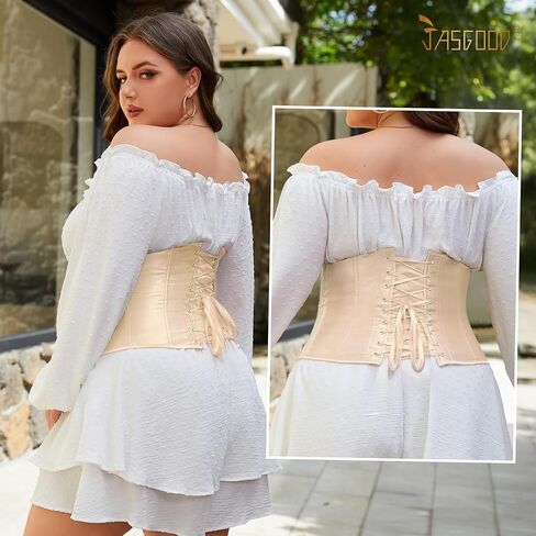JASGOOD Underbust Corset for Women Plus Size Corset Lace Up Bustier for Halloween Costume in Saudi Arabia