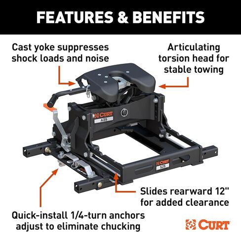 CURT 16057 A25 Sliding 5th Wheel Hitch, 25,000 lbs, Fits Select Chevy, Ford, GMC Puck System in Saudi Arabia