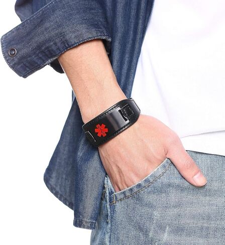 Personalized Custom Medical Alert ID Bracelet for Men,Stainless Steel Emergency ICE Jewelry in Kuwait