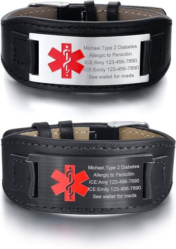 Personalized Custom Medical Alert ID Bracelet for Men,Stainless Steel Emergency ICE Jewelry in Kuwait
