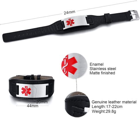 Personalized Custom Medical Alert ID Bracelet for Men,Stainless Steel Emergency ICE Jewelry in Kuwait