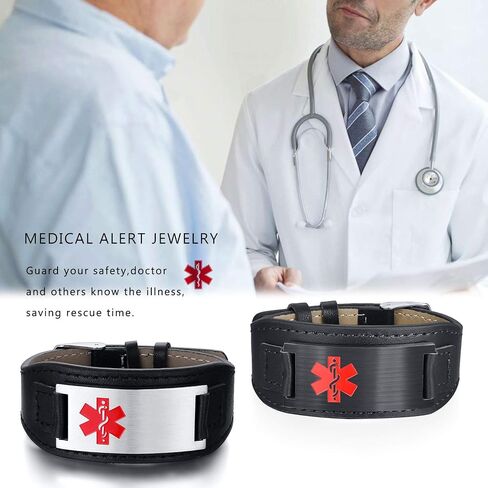 Personalized Custom Medical Alert ID Bracelet for Men,Stainless Steel Emergency ICE Jewelry in Kuwait
