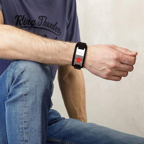 Personalized Custom Medical Alert ID Bracelet for Men,Stainless Steel Emergency ICE Jewelry in Kuwait