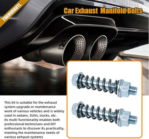 Car Exhaust Manifold Bolts,Steel M10x1.5 Mm Exhaust Bolts and Nuts Kit with Springs for Exhaust Gasket,Professional Exhaust Flange Bolts Car Accessories for Most Cars,muffler Exhaust 2pcs in Saudi Arabia