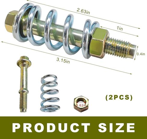 2 PCS Exhaust Bolt and Spring, M10x1.5mm Exhaust Bolts Springs Nuts Kit, Exhaust Manifold Bolts Hardware Kit, Automotive Exhaust Spring Bolt Replacement for Cars Trucks SUVs in Saudi Arabia