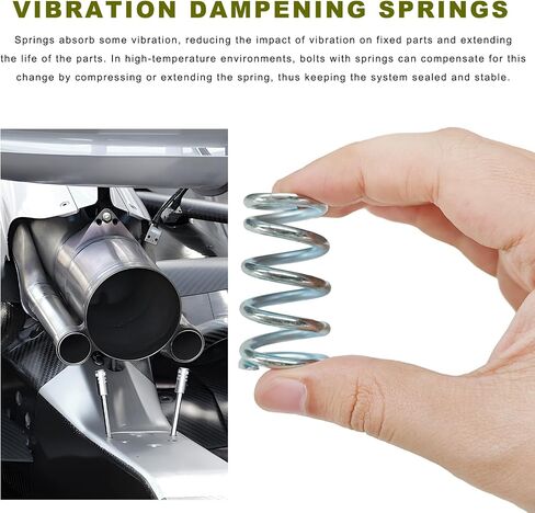 2 PCS Exhaust Bolt and Spring, M10x1.5mm Exhaust Bolts Springs Nuts Kit, Exhaust Manifold Bolts Hardware Kit, Automotive Exhaust Spring Bolt Replacement for Cars Trucks SUVs in Saudi Arabia