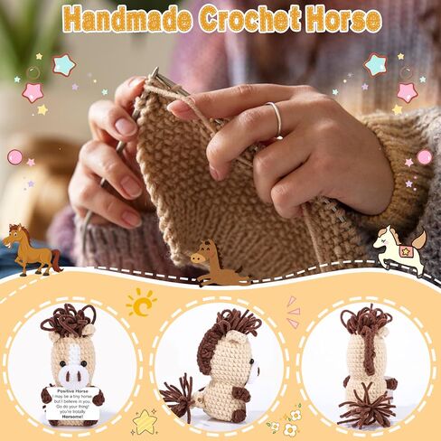 Joycuff Mini Horse إيجابي كروشيه حيوان يهتف العاطفي رسالة هدايا عيد ميلاد للنساء in Kuwait
