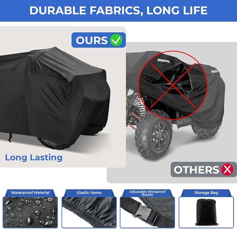 ATV Cover with Handles and Buckle - All Weather - Outdoor ATV Cover - HEAVYDUTY Protection - 4 Wheeler/Quad - FITS Polaris, Suzuki, Honda, Kawasaki, Yamaha in Saudi Arabia