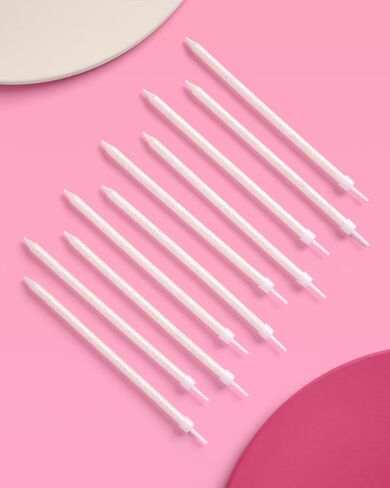 xo, Fetti White Iridescent Glitter Cake Candles, Tall Thin - 10 Pcs | Birthday Party Supplies, Bachelorette Cake Decor, Cupcake Topper, Unicorn Dessert Decorations in Saudi Arabia