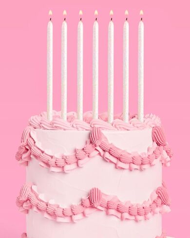 xo, Fetti White Iridescent Glitter Cake Candles, Tall Thin - 10 Pcs | Birthday Party Supplies, Bachelorette Cake Decor, Cupcake Topper, Unicorn Dessert Decorations in Saudi Arabia