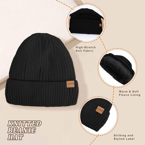 Winter Hat Scarf Gloves Set - Knit Beanie with Fleece Lining, Touchscreen Gloves, Thick Scarf Gift for Cold Weather in Kuwait