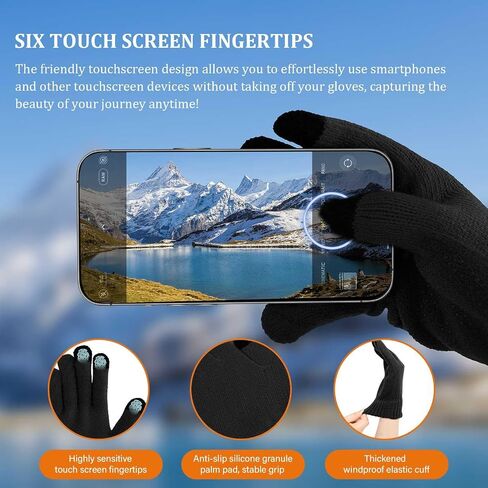 Winter Hat Scarf Gloves Set - Knit Beanie with Fleece Lining, Touchscreen Gloves, Thick Scarf Gift for Cold Weather in Kuwait