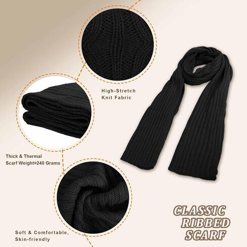 Winter Hat Scarf Gloves Set - Knit Beanie with Fleece Lining, Touchscreen Gloves, Thick Scarf Gift for Cold Weather in Kuwait