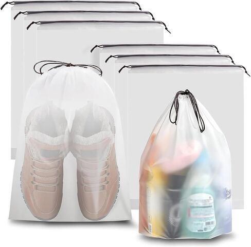 6 PCS Extra Larg Clear Shoe Bags for Travel, 3 Pcs 13.8" x 17.7" & 3 Pcs 11.8" x 15.7" Drawstring Travel Shoe Bags for Compression Packing, Road Trip Cruise Travel Essentials Shoe Storage Bag in Saudi Arabia