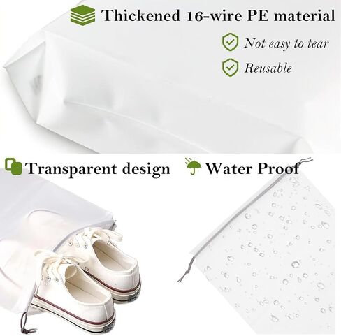 6 PCS Extra Larg Clear Shoe Bags for Travel, 3 Pcs 13.8" x 17.7" & 3 Pcs 11.8" x 15.7" Drawstring Travel Shoe Bags for Compression Packing, Road Trip Cruise Travel Essentials Shoe Storage Bag in Saudi Arabia