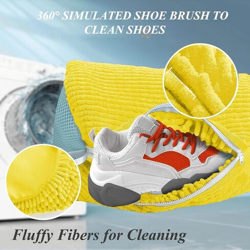 Shoe Washing Machine Bag – XXL - 2PCS Reusable Laundry Shoe Bag for Washer & Dryer – Zipper Plush Sneaker Cleaning Bag for Shoes, Gym, Tennis, Boots & Delicate Footwear in Saudi Arabia