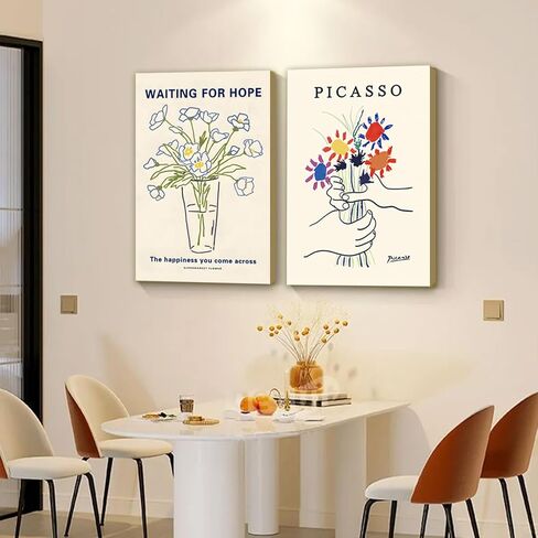 3-Pieces Set Framed Watercolor Daisy Flower Canvas Wall Art Colorful Plant Decor Girls Pink Wildflower Pictures Green Leaves Rustic Art Purple Printing Farmhouse decor Living Room Bedroom Bathroom in Saudi Arabia