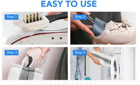 Shoe Washing Machine Bag 2PCS – Premium White Mesh Laundry Bags for Sneakers & Tennis Shoes, Washer & Dryer Safe with Adjustable Shoe Trees, Cleaning Brush & Dual Scuff Erasers – Travel Dorm Gym in Saudi Arabia